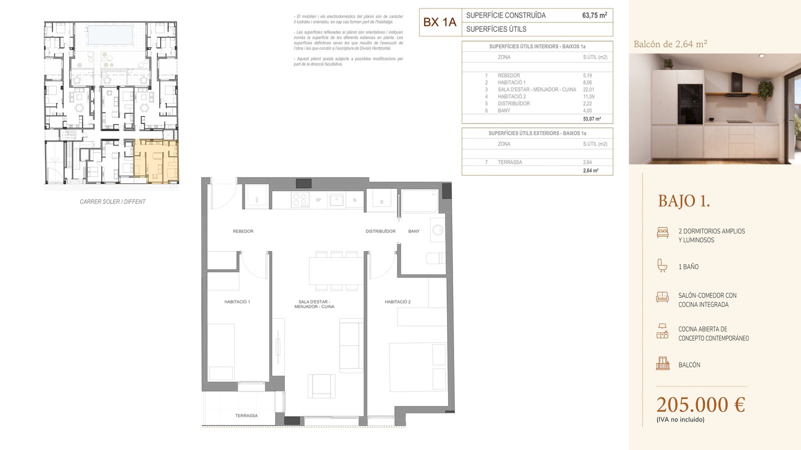 Plano de Bajo 1 en Residencial Soler i Diffent, vivienda reservada