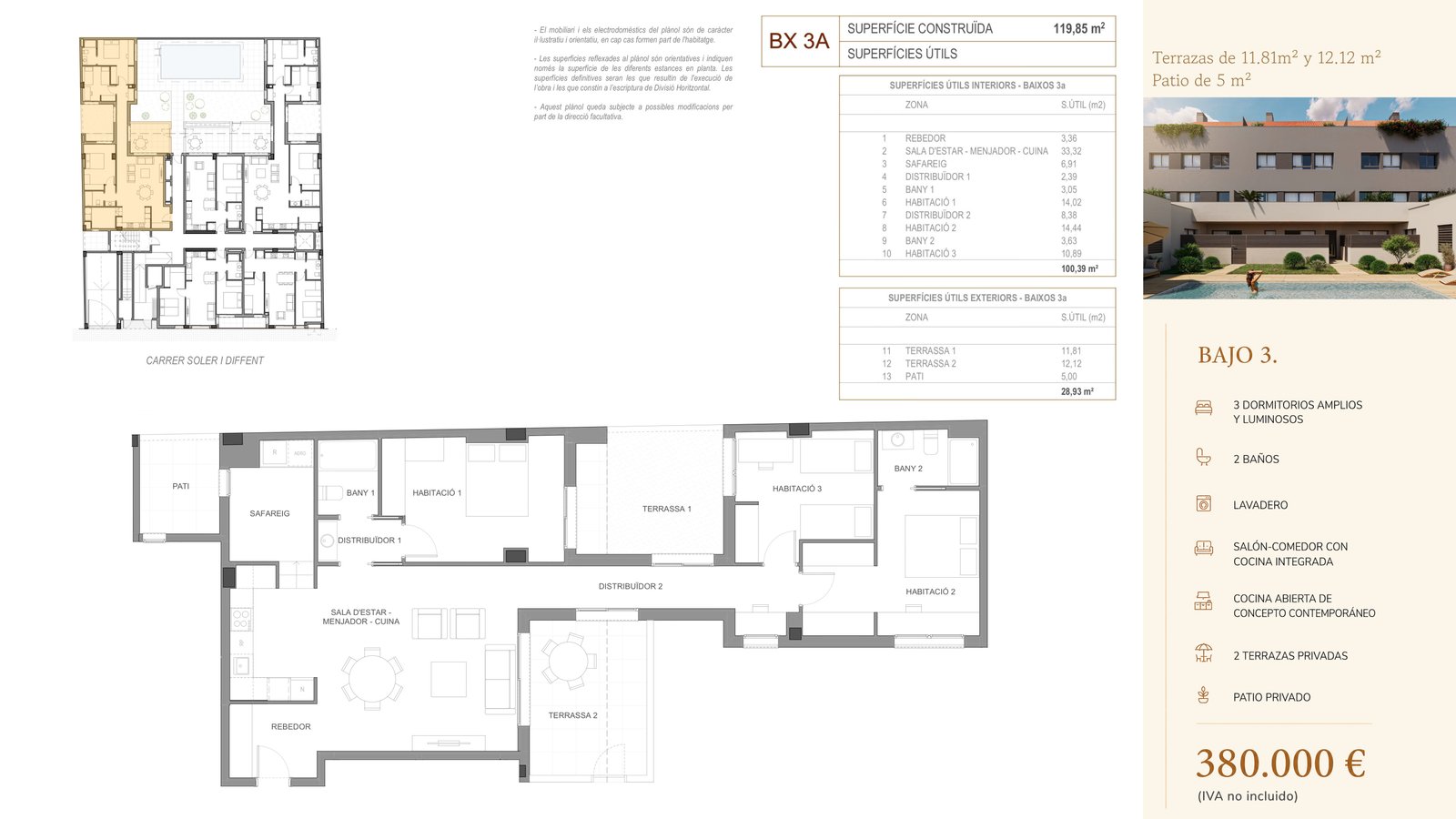 Plano documental de Bajo 3 en Residencial Soler i Diffent