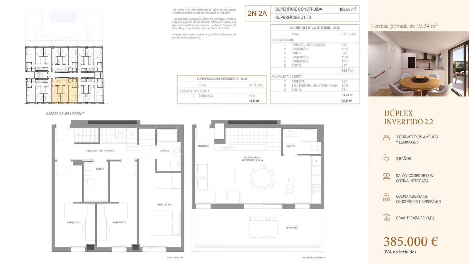 Plano documental de Dúplex invertido 2.2 en Residencial Soler i Diffent