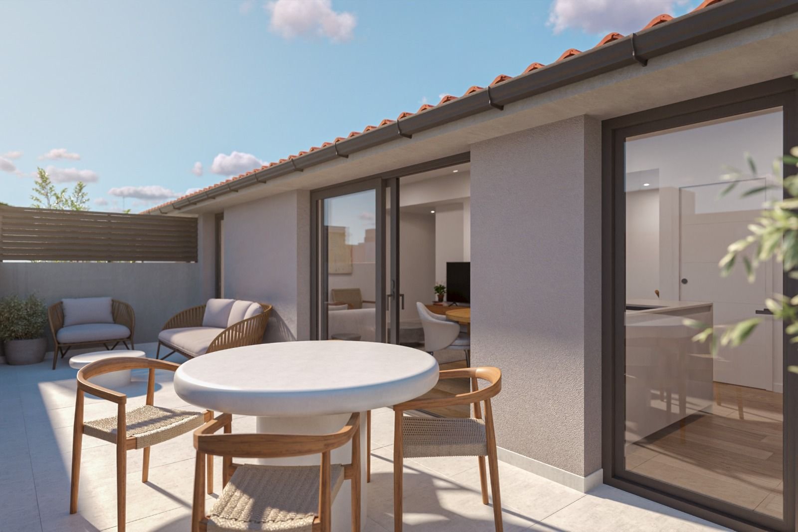 Render de terraza privada de Residencial Soler i Diffent