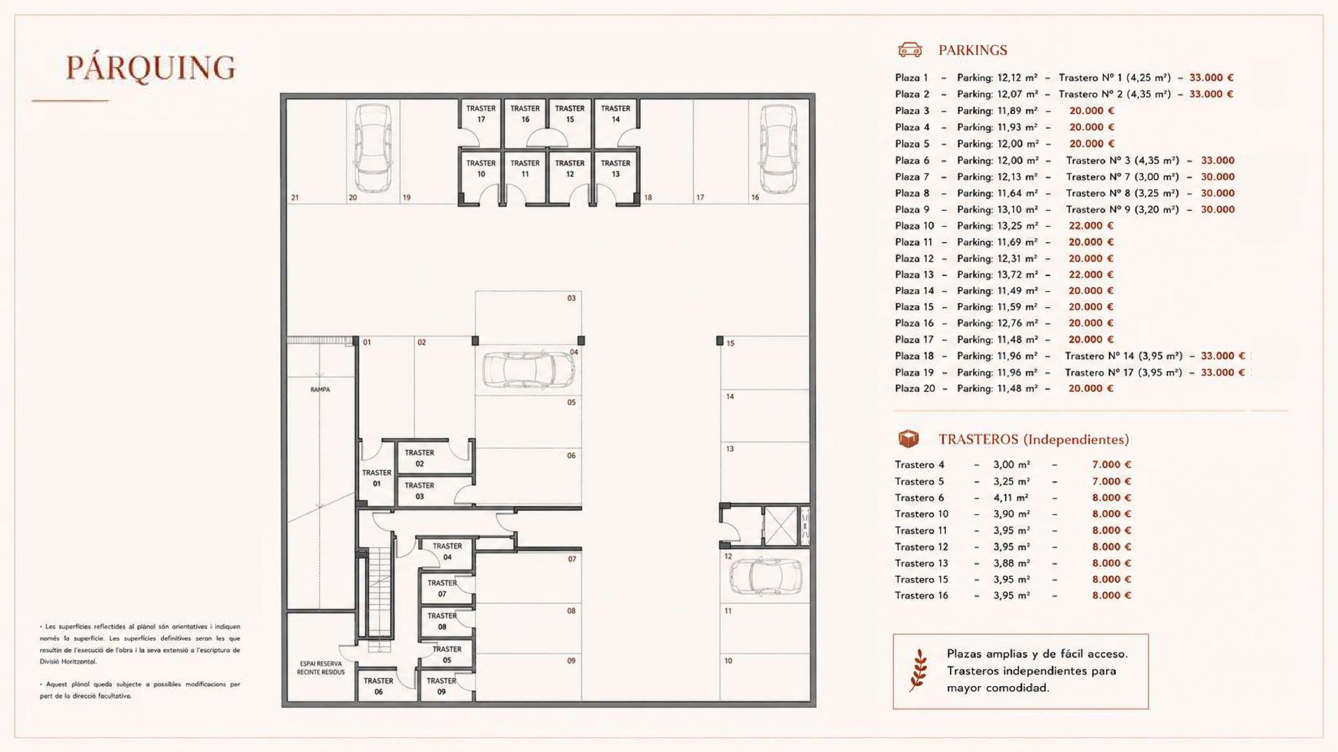 Plano de parking y trasteros de Residencial Soler i Diffent