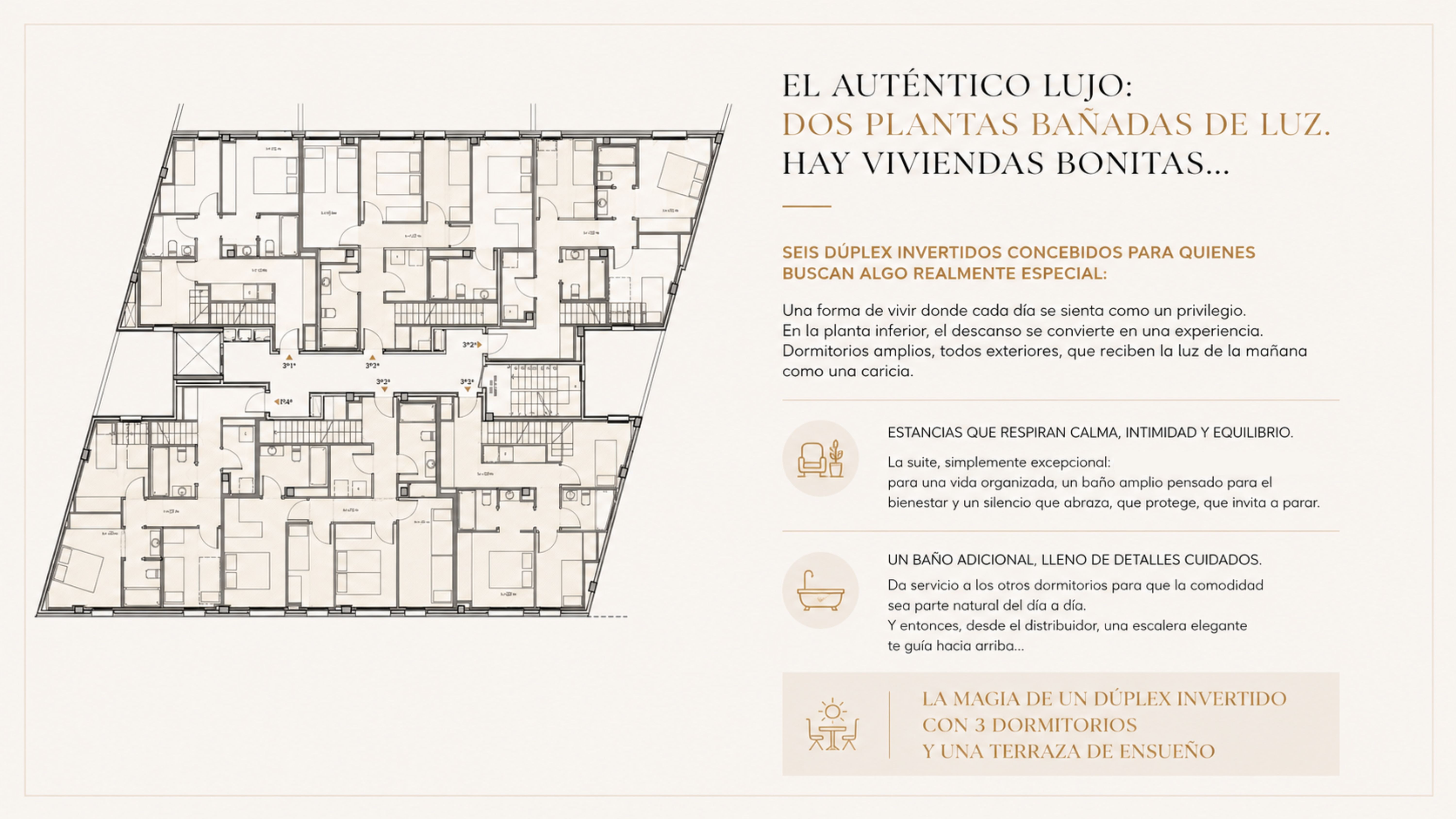 Lámina editorial de zona privada de dúplex invertidos